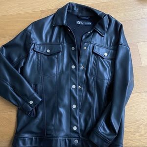Zara faux leather overshirt jacket shacket